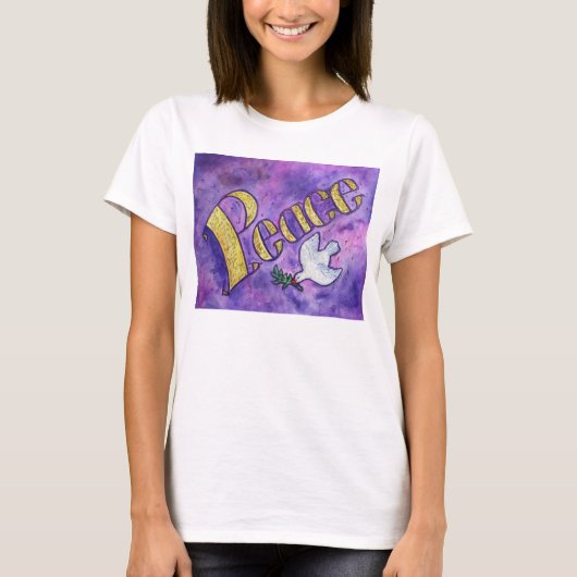 Peace Dove Inspirerend Word Art T-shirts (Voorkant)