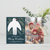 Peace Dove Kerstvakantie CUSTOM FOTO Kaart (Staand voorkant)