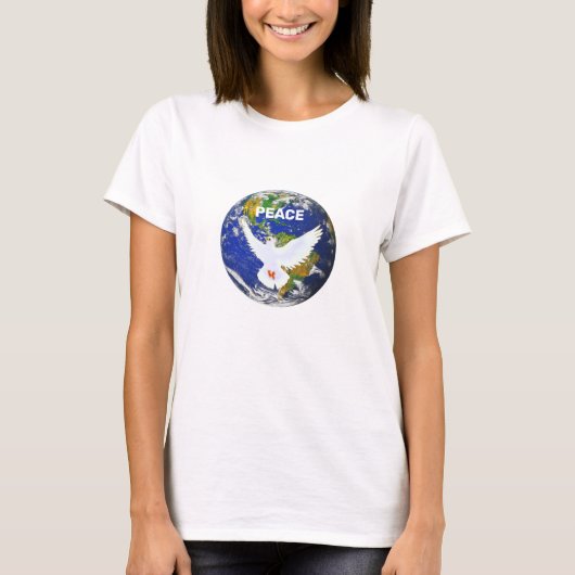Peace Dove met bewerkbare tekst T-shirt (Voorkant)