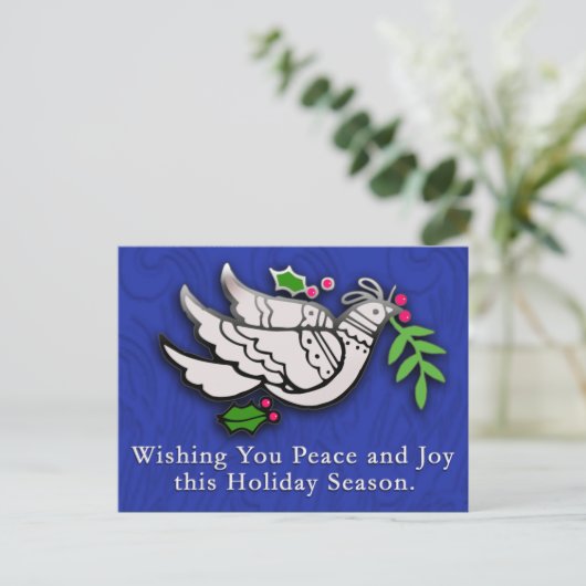 Peace Dove met Holly Kaarten, Briefkaarten, Sticke Feestdagenkaart (Staand voorkant)