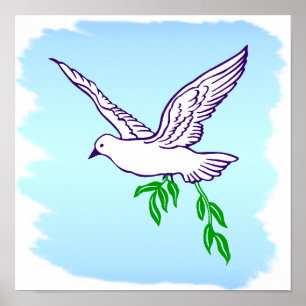 Peace Dove met Olive Branch Art Print