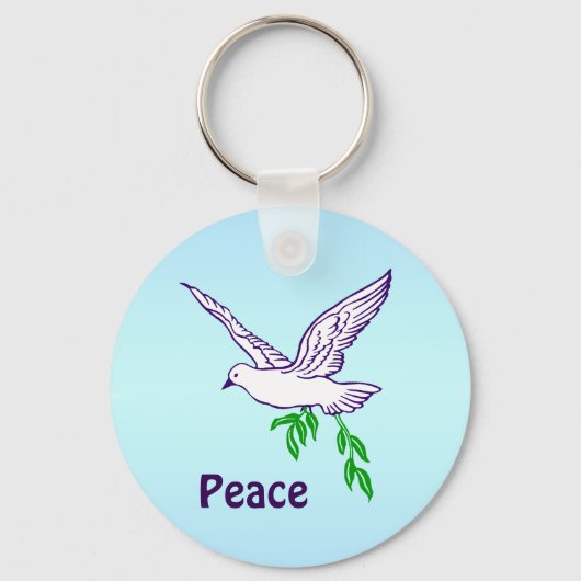 Peace Dove met Olive Branch Custom Sleutelhanger (Voorkant)