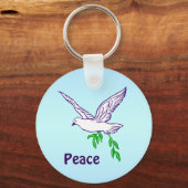 Peace Dove met Olive Branch Custom Sleutelhanger (Voorkant)