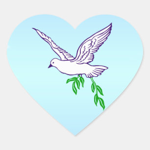 Peace Dove met Olive Branch Hart Sticker