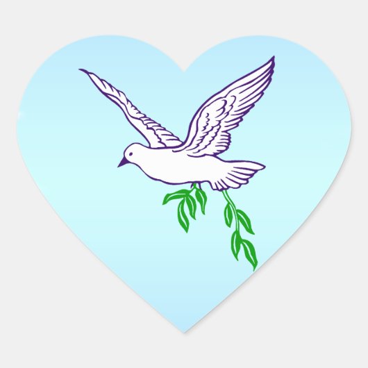 Peace Dove met Olive Branch Hart Sticker (Voorkant)