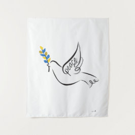 Peace Dove met Olive Branch in Oekraïne Vlag kleur Wandkleed