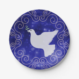 Peace Dove met Olive Leaf Kerstmis Papieren Bordje