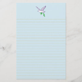 Peace Dove Olive Brance Golden Lined Stationery Briefpapier