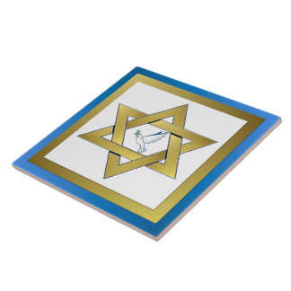 Peace Dove Star van David Ceramic Tile Tegeltje
