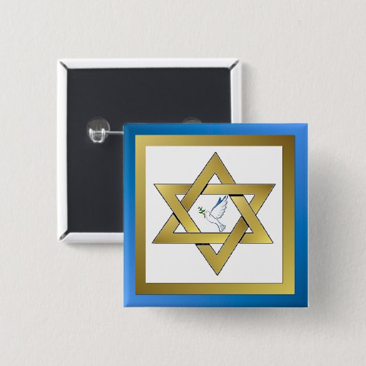 Peace Dove Star van David Square Button (Voorkant /achterkant)