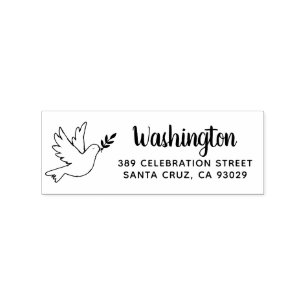 Peace Dove Tekening Familienaam Retouradres Rubberstempel