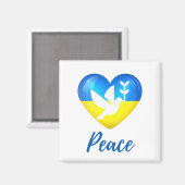 Peace Dove Ukraine Flag Heart Magneet (Voorkant / Achterkant)
