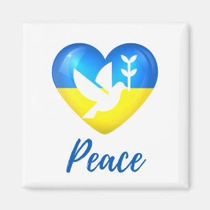Peace Dove Ukraine Flag Heart Magneet