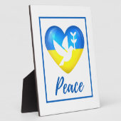 Peace Dove Ukraine Flag Heart Tabletop Fotoplaat (Zijkant)