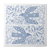 Peace Doves blauw en wit Tegeltje (Voorkant)