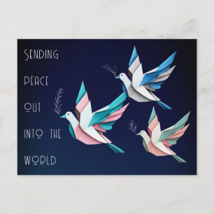 Peace doves origami roze blauw Briefkaart