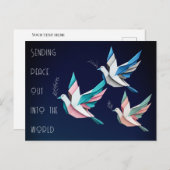 Peace doves origami roze blauw Briefkaart (Voorkant / Achterkant)