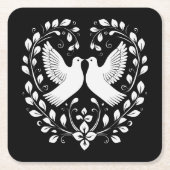 Peace Doves Vierkante Kartonnen Onderzetter (Voorkant)