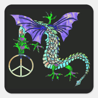 Peace Dragon Vierkante Sticker