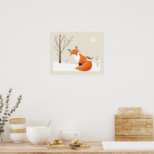 Peace Earth Minimalist Vos Vogel Dier Poster