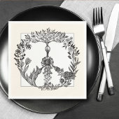 Peace Floral Drawing Cute Boho Hippie Flowers Art Servet