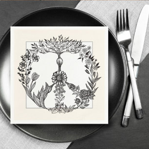 Peace Floral Drawing Cute Boho Hippie Flowers Art Servet