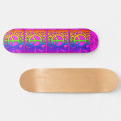 Peace Forever  Retro Rainbow Herhaal op roze Skateboard (Horizontaal)