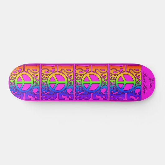 Peace Forever Retro Rainbow Herhaal op roze Skateboard (Horizontaal)