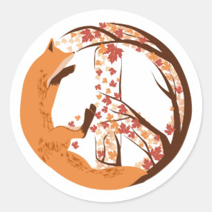 Peace Fox Ronde Sticker