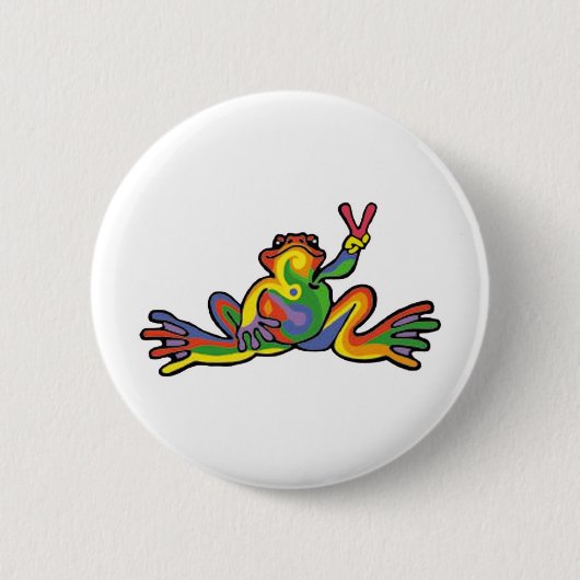 Peace Frog Ronde Button 5,7 Cm (Voorkant)