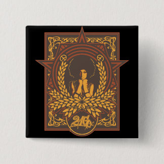 Peace Funk Afro Vierkante Button 5,1 Cm