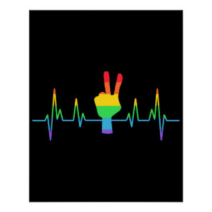 Peace Gay Heartbeat LGBT Perfect Poster