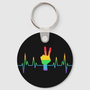 Peace Gay Heartbeat LGBT Sleutelhanger