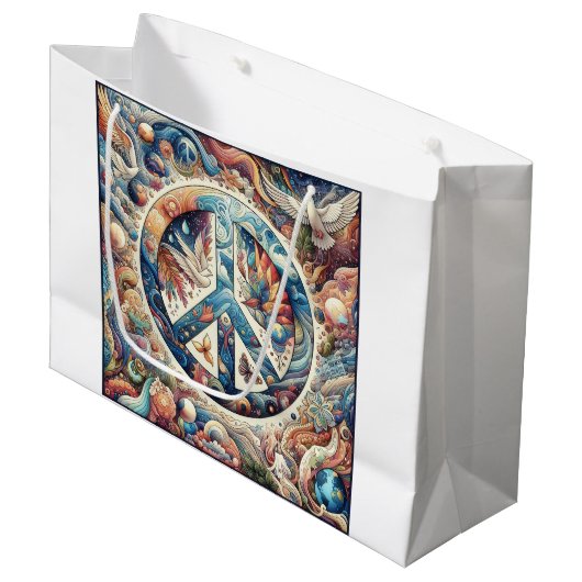Peace Gift Bag Groot Cadeauzakje (Voorkant Gekanteld)