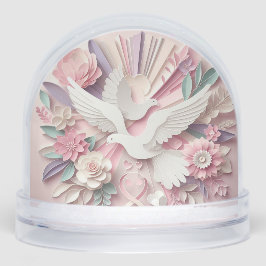 Peace & Grace – Dove and Cross Papercut Pastel Art Sneeuwbol