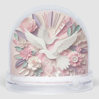 Peace & Grace – Dove and Cross Papercut Pastel Art Sneeuwbol
