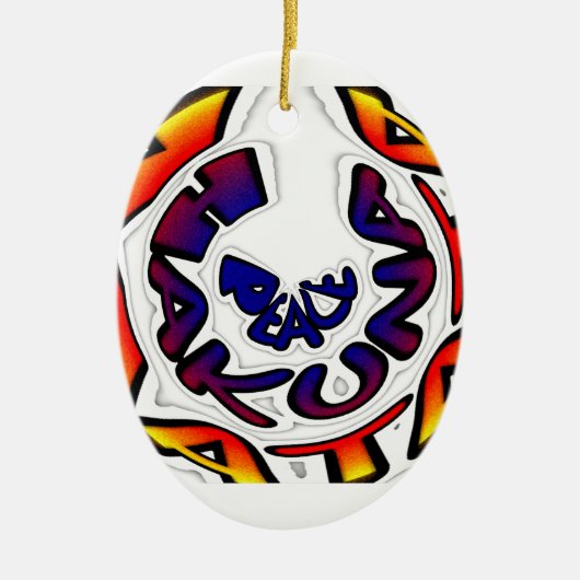 "Peace Hakuna Matata" Circular Art Print Keramisch Ornament (Voorkant)