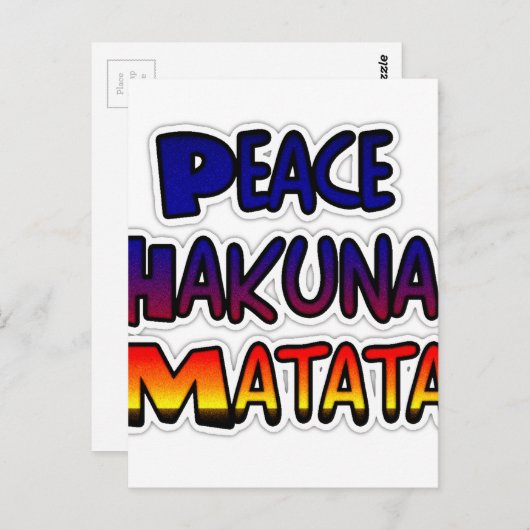 Peace Hakuna Matata Gradient Art Briefkaart (Voorkant / Achterkant)