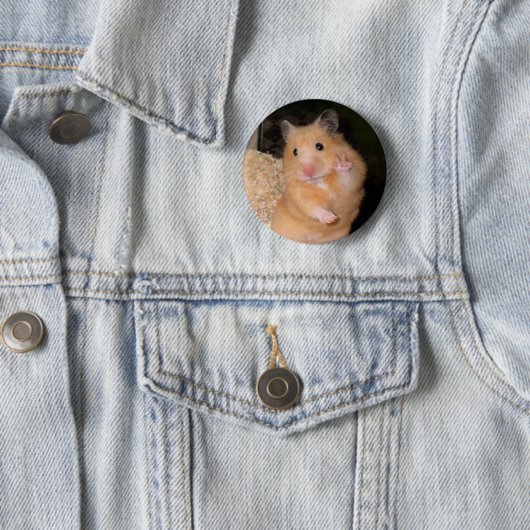 Peace Hamster Meme Pin Button (In situ)