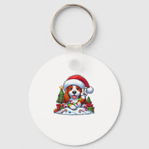 Peace Hand Basset Hound Christmas Lights Hond Vrou Sleutelhanger