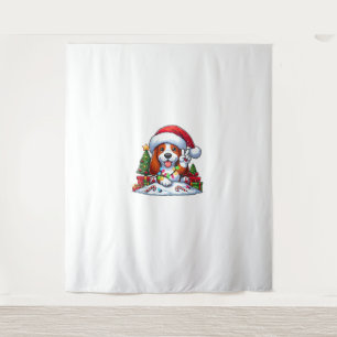 Peace Hand Basset Hound Christmas Lights Hond Vrou Wandkleed