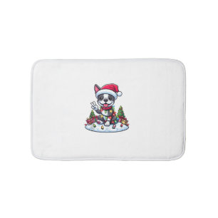 Peace Hand Boston Terrier Kerstverlichting Vrouwen Badmat