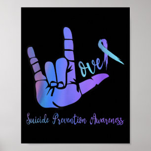 Peace Hand Sign Love Ribbon Suicide Prevention AWA Poster