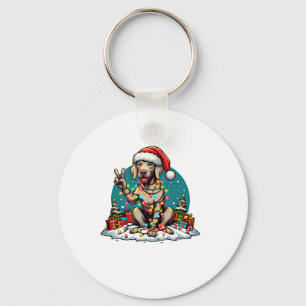 Peace Hand Weimaraner Hond Kerstverlichting Vrouwe Sleutelhanger