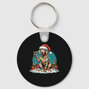 Peace Hand Weimaraner Hond Kerstverlichting Vrouwe Sleutelhanger