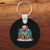 Peace Hand Weimaraner Hond Kerstverlichting Vrouwe Sleutelhanger (Voorkant)
