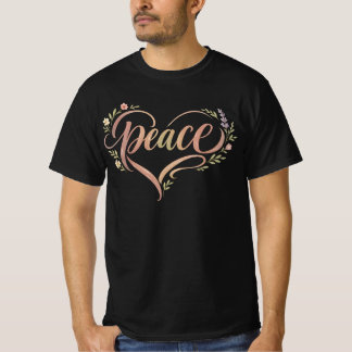 Peace Heart Hand Lettered Boho Tee T-shirt