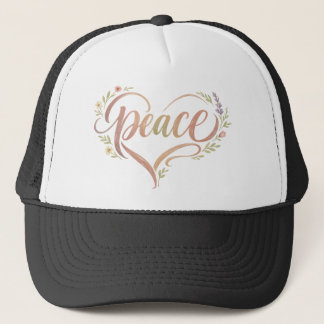 Peace Heart Hand Lettered Boho Trucker Pet