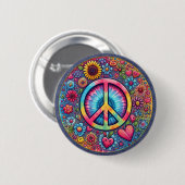 Peace Hearts and Flower Button (Voorkant /achterkant)