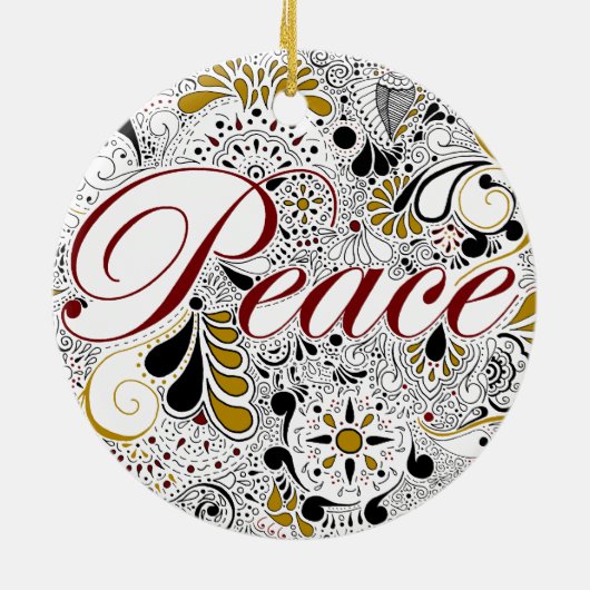 Peace Henna Design Keramisch Ornament (Achterkant)